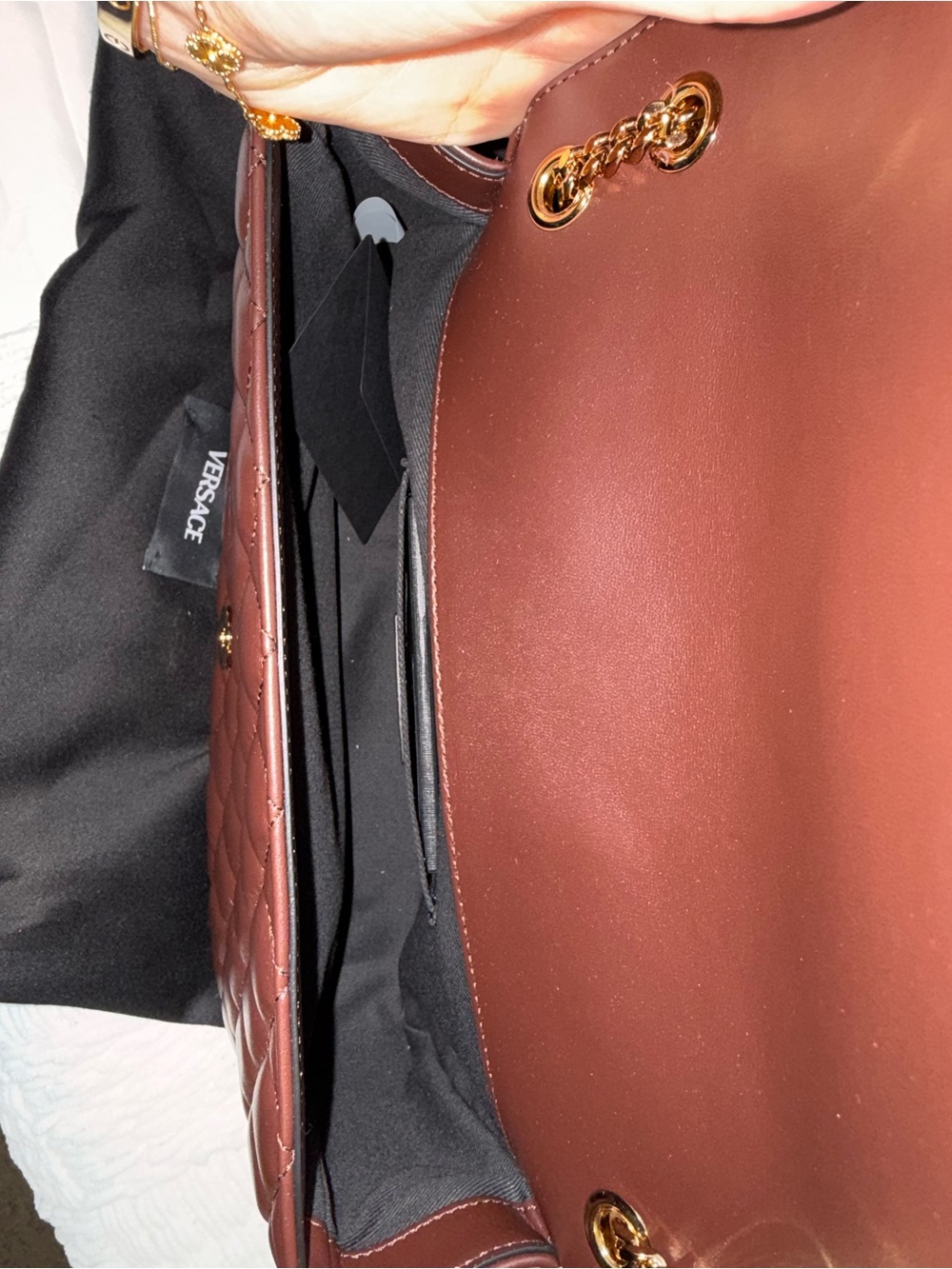 Versace Quilted Lambskin Medusa Shoulder Bag - Chocolate Brown (NEVER USED) - Picture 3 of 4
